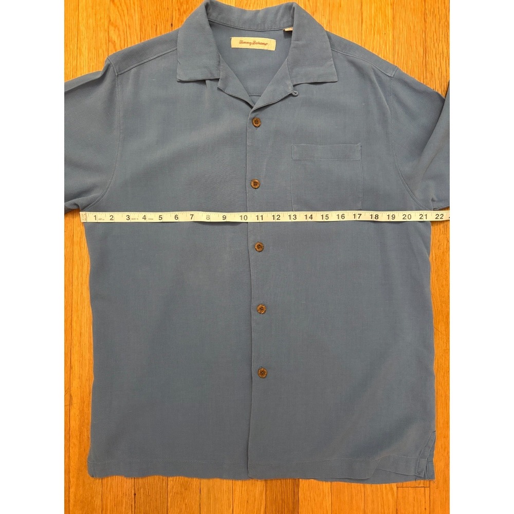 Tommy Bahama Silk Cotton Camp Shirt XL Blue Resort Casual - Picture 8 of 14